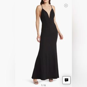 Lulus Amelia Plunge Neck Trumpet Gown